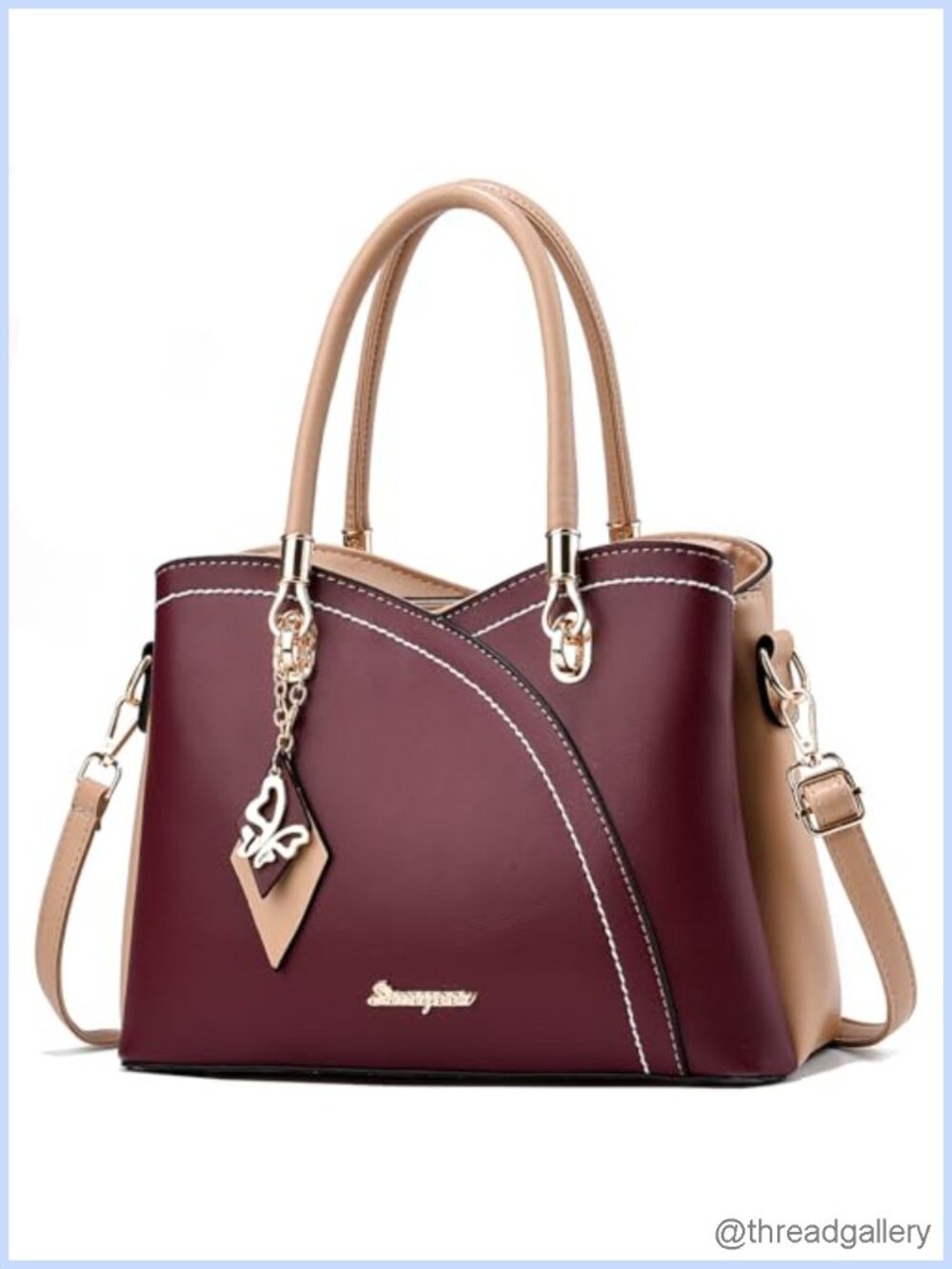 Synthetic Leather Satchel Tote Bag Top Handle Shoulder Crossbody Purse